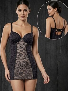 Sexy Black Dress With Built-in Bodysuit Size Xsmall